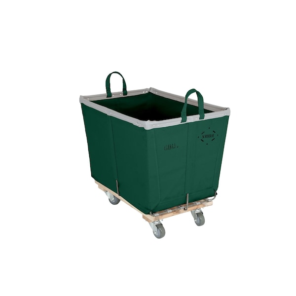 Steele Canvas Basket 6 BU Permanent Truck Green Vinyl w/Grey Vinyl - 3in Casters 926VGRNVGRYW3 - main